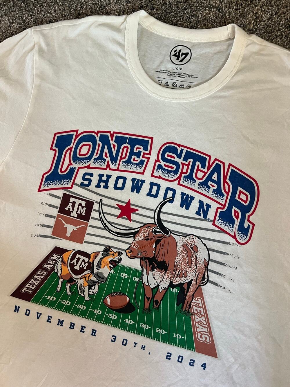 47 Large NCAA Lone Star Showdown 2024 White T-Shirt (NWOT)
